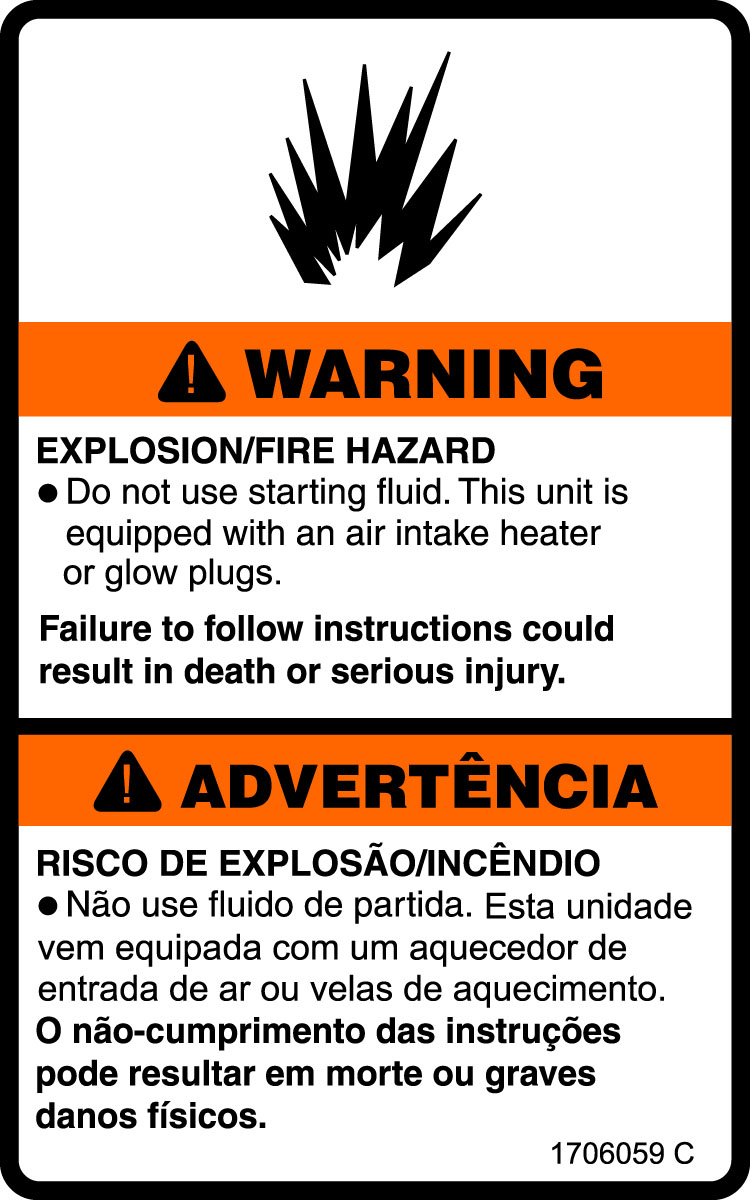 JLG Part # 1706059 | DECAL,WARNING EXPLOSION, EA