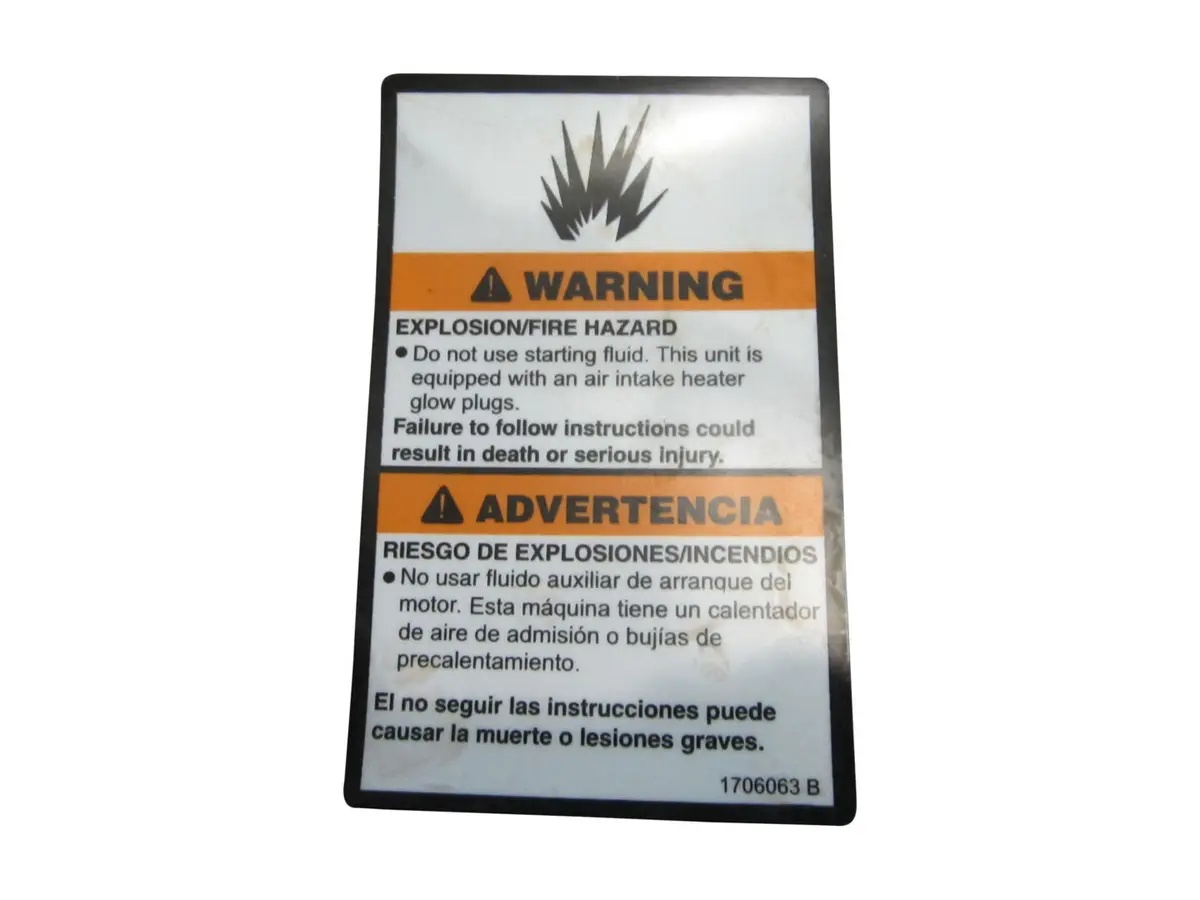 JLG Part # 1706063 | DECAL,WARNING EXPLOSION, EA