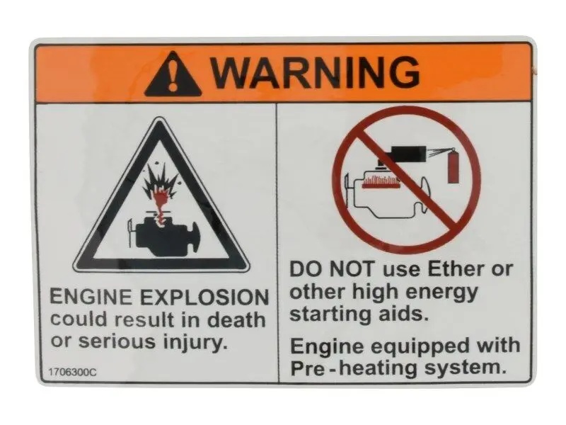 JLG Part # 1706300 | DECAL,ETHER WARNING, EA