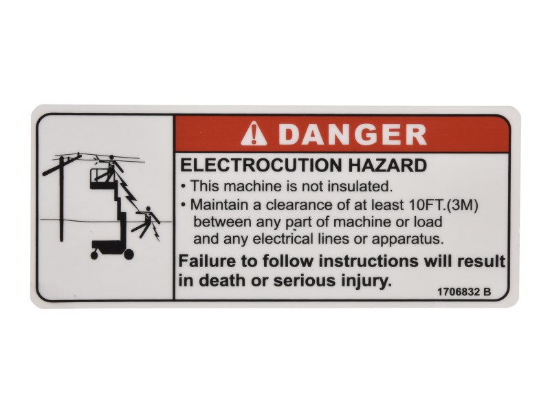 JLG Part # 1706832 | DECAL, 1230ES ELECTROCUTION, EA