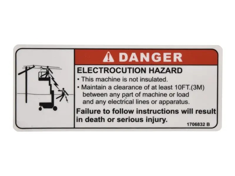 JLG Part # 1706832 | DECAL, 1230ES ELECTROCUTION, EA