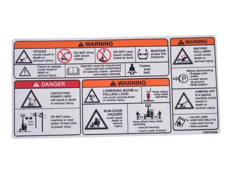 JLG Part # 1707078 | DECAL, WARNING CAB, EA