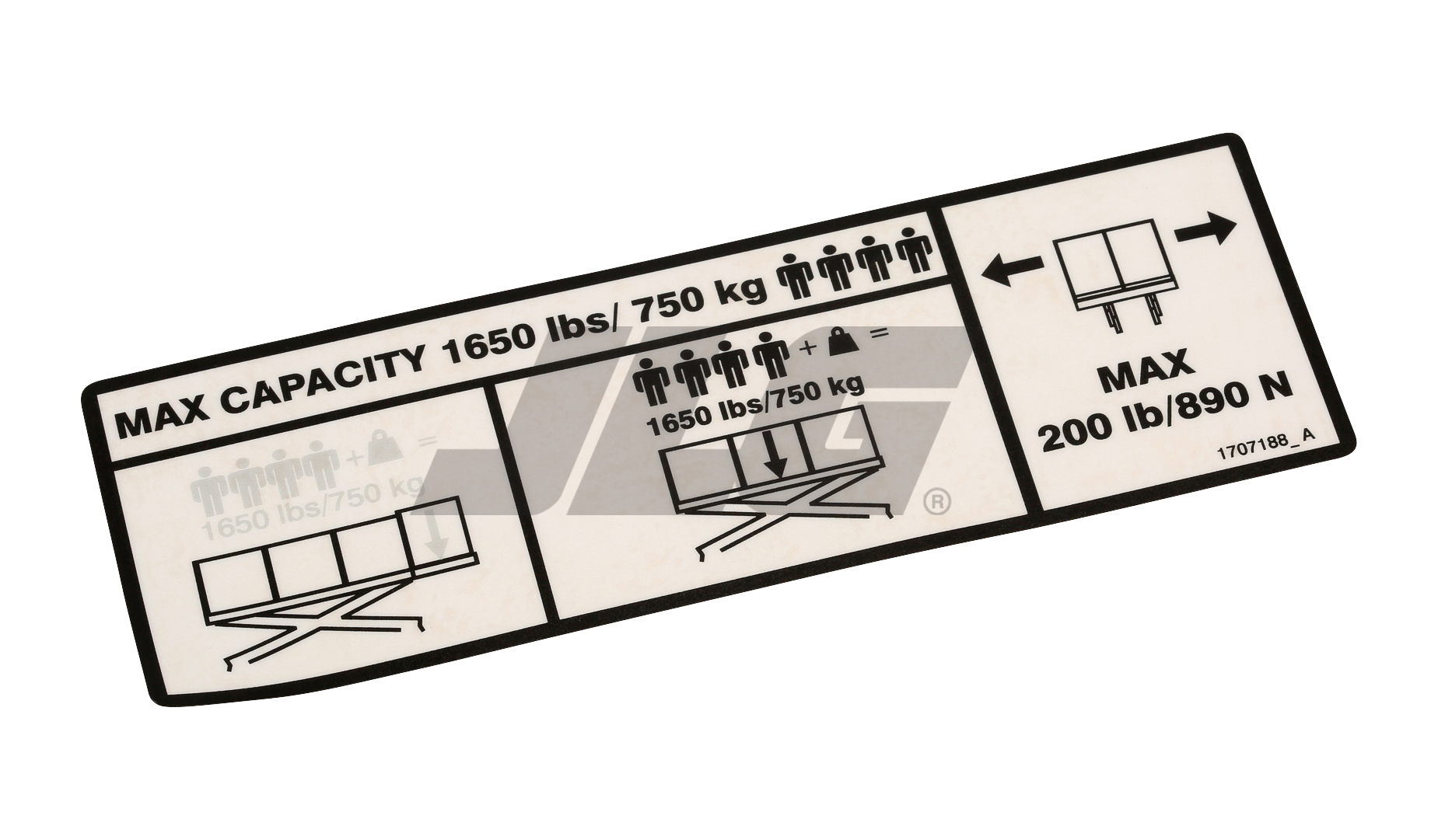 JLG Part # 1707188 | DECAL/CAPACITY, EA