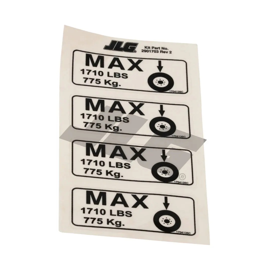 JLG Part # 2901703 | DECAL,MAX TIRE(D/C/E/L/A/B/J), EA