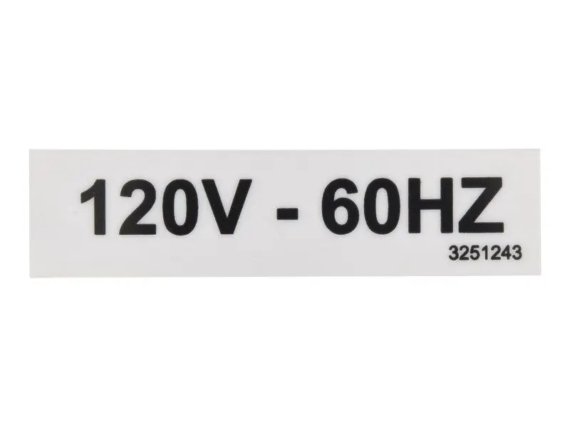 JLG Part # 3251243 | NAMEPLATE,  120V-60HZ, EA