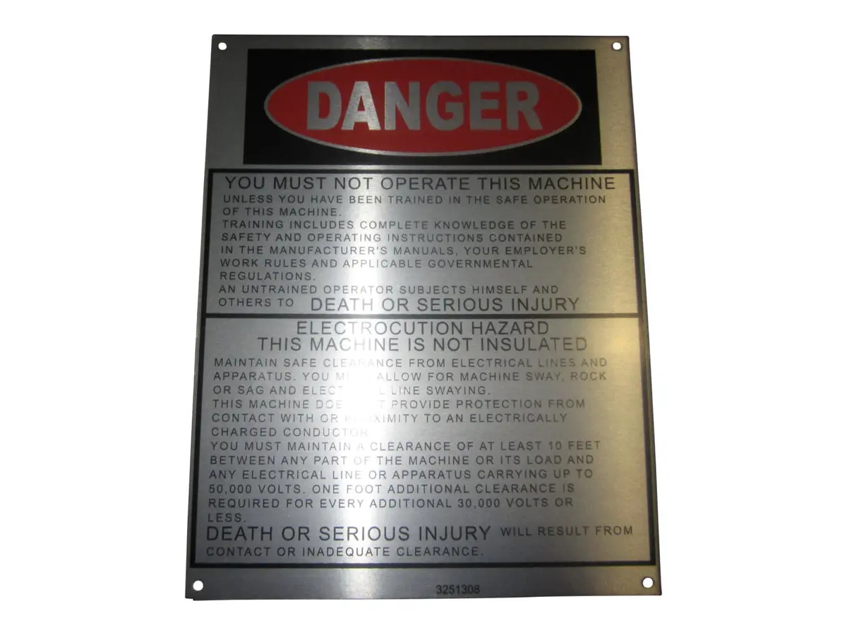 JLG Part # 3251308 | NAMEPLATE, DANGER, EA