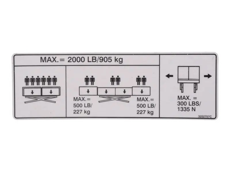JLG Part # 3252757 | NAMEPLT,CAP(DUAL EXT)D/C/L/B/J, EA