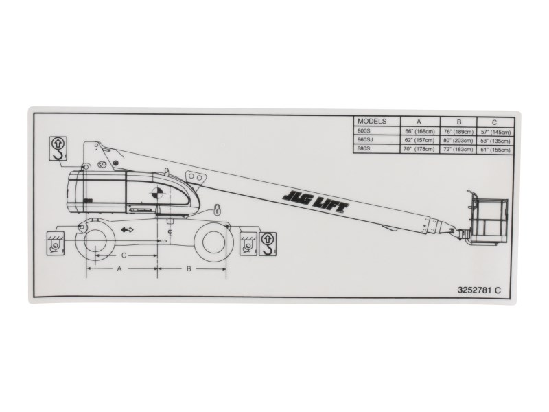 JLG Part # 3252781 | NAMEPLATE,LIFT DIAGRM(800S)DOM, EA