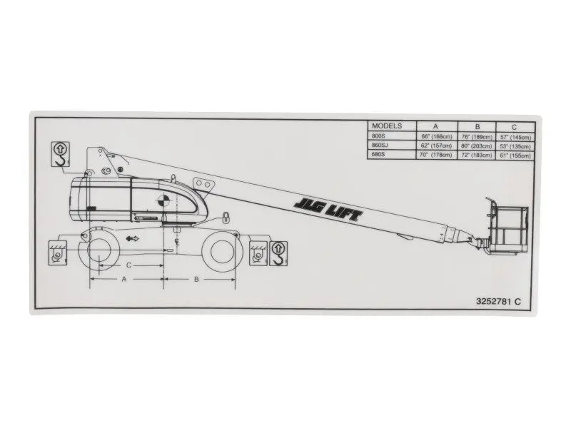 JLG Part # 3252781 | NAMEPLATE,LIFT DIAGRM(800S)DOM, EA