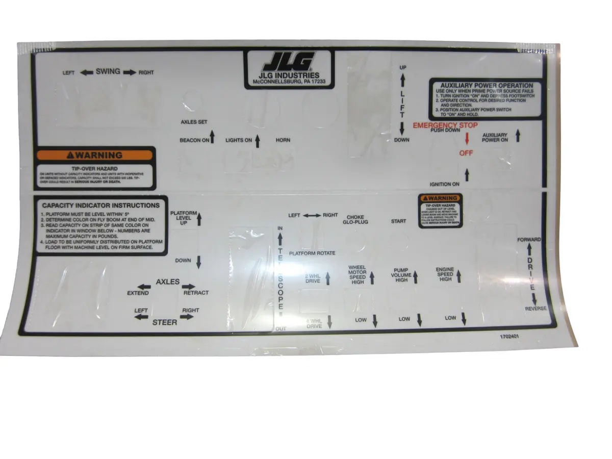 JLG Part # 1702401 | DECAL, CONSOLE BOX, EA