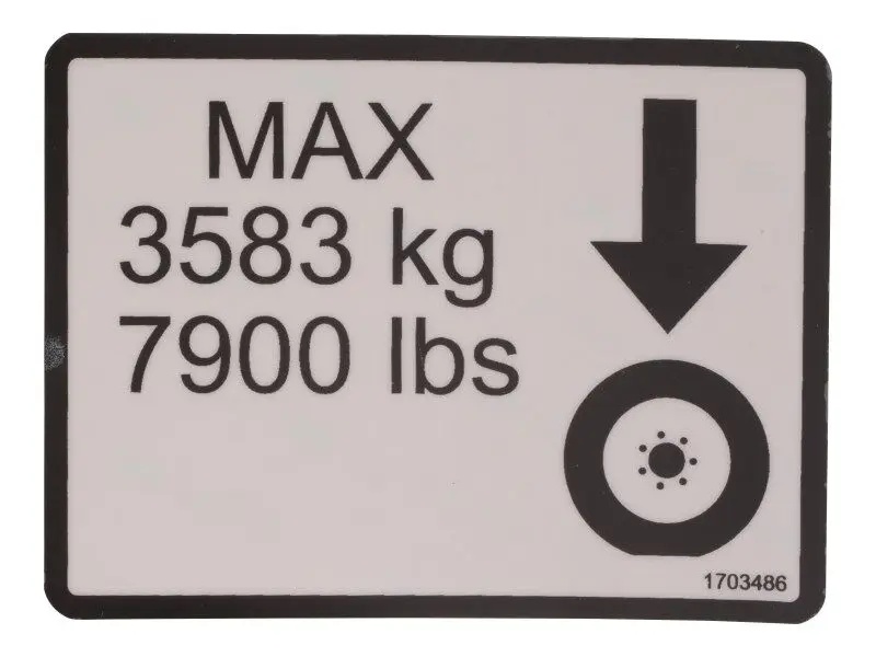 JLG Part # 1703486 | DECAL,MAX TIRE LOAD, EA