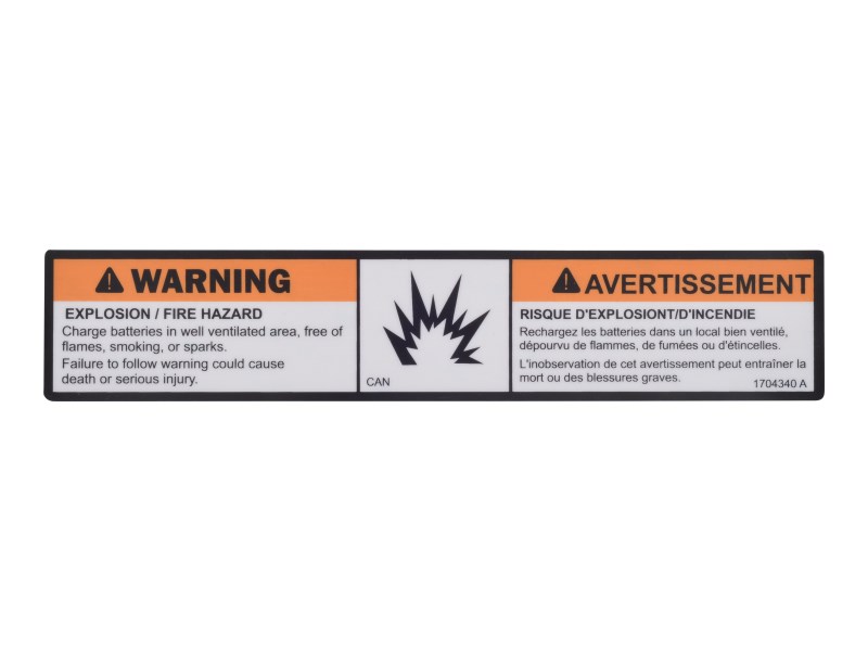JLG Part # 1704340 | DECAL,WARN BATT VENT (CAN), EA
