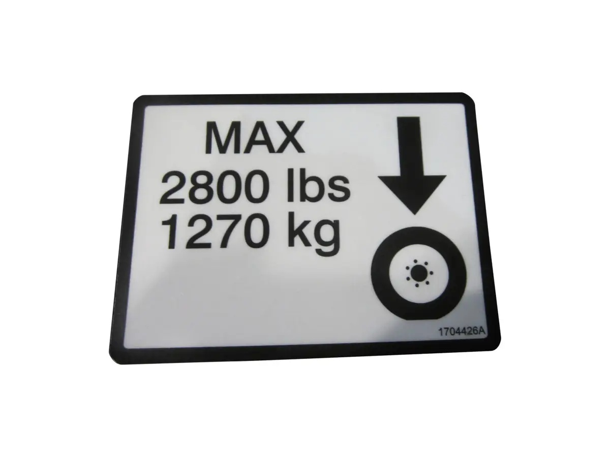 JLG Part # 1704426 | DECAL, MAX TIRE LOAD, EA