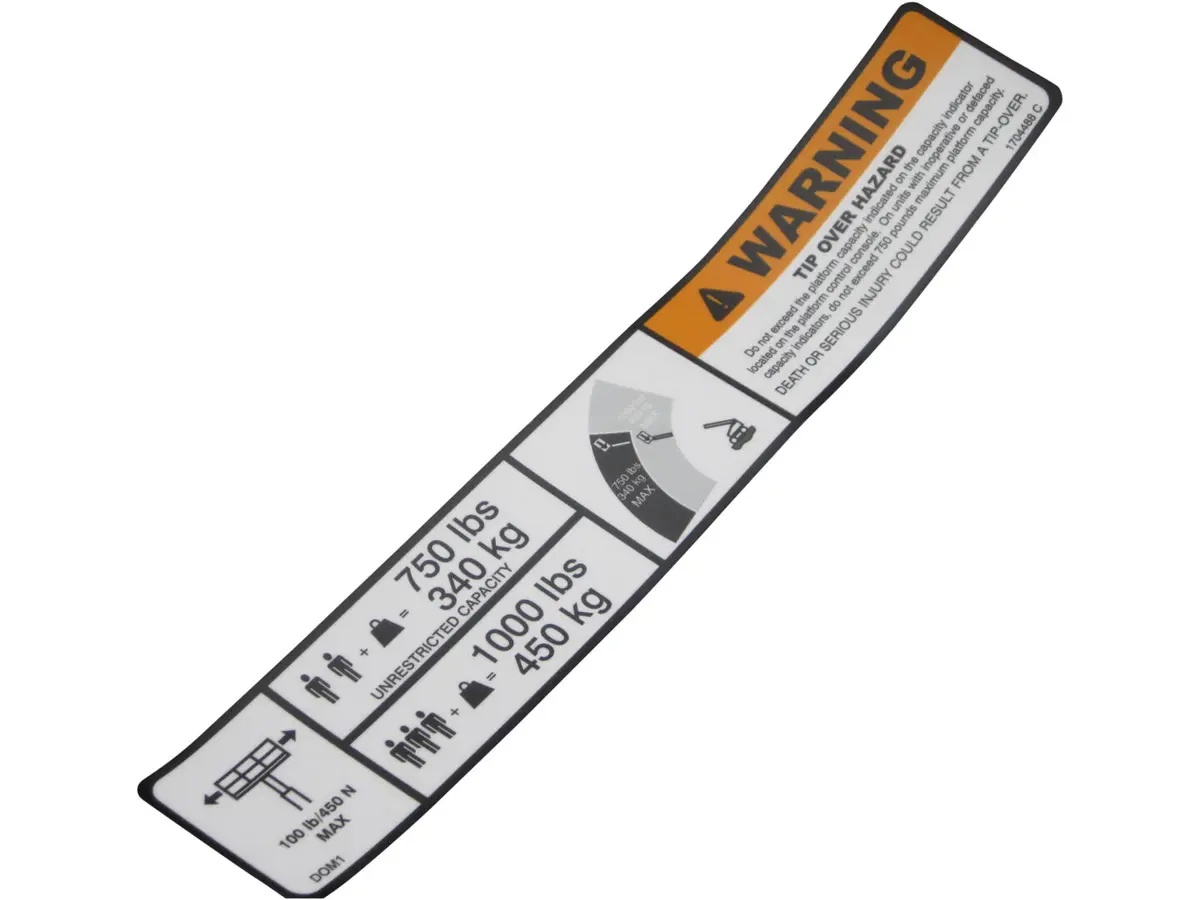 JLG Part # 1704488 | DECAL, 750 LBS UNRST CAPACITY, EA