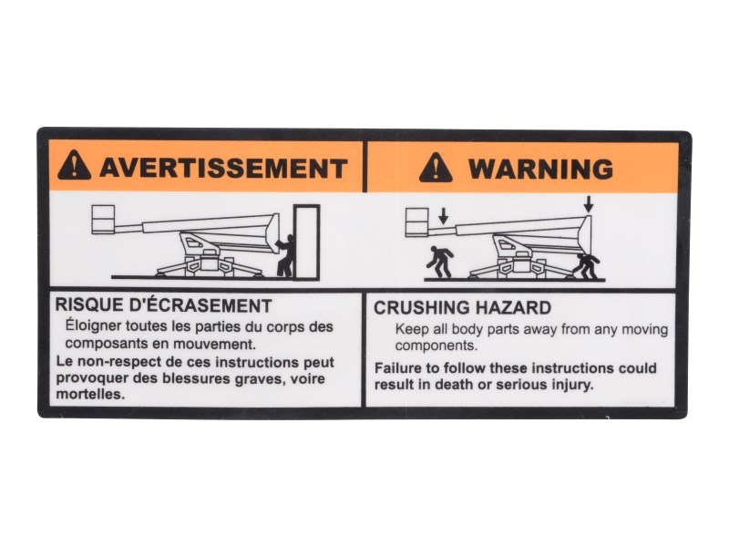 JLG Part # 1706569 | DECAL,CRUSHING (ENG,FRE), EA