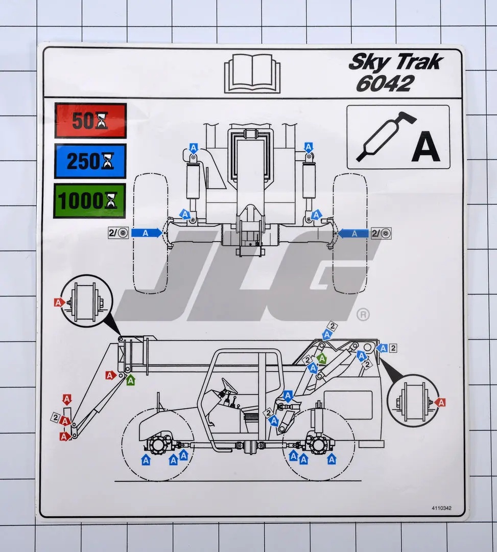 JLG Part # 4110342 | DECAL LUBRICATION CHART 6042 L, EA