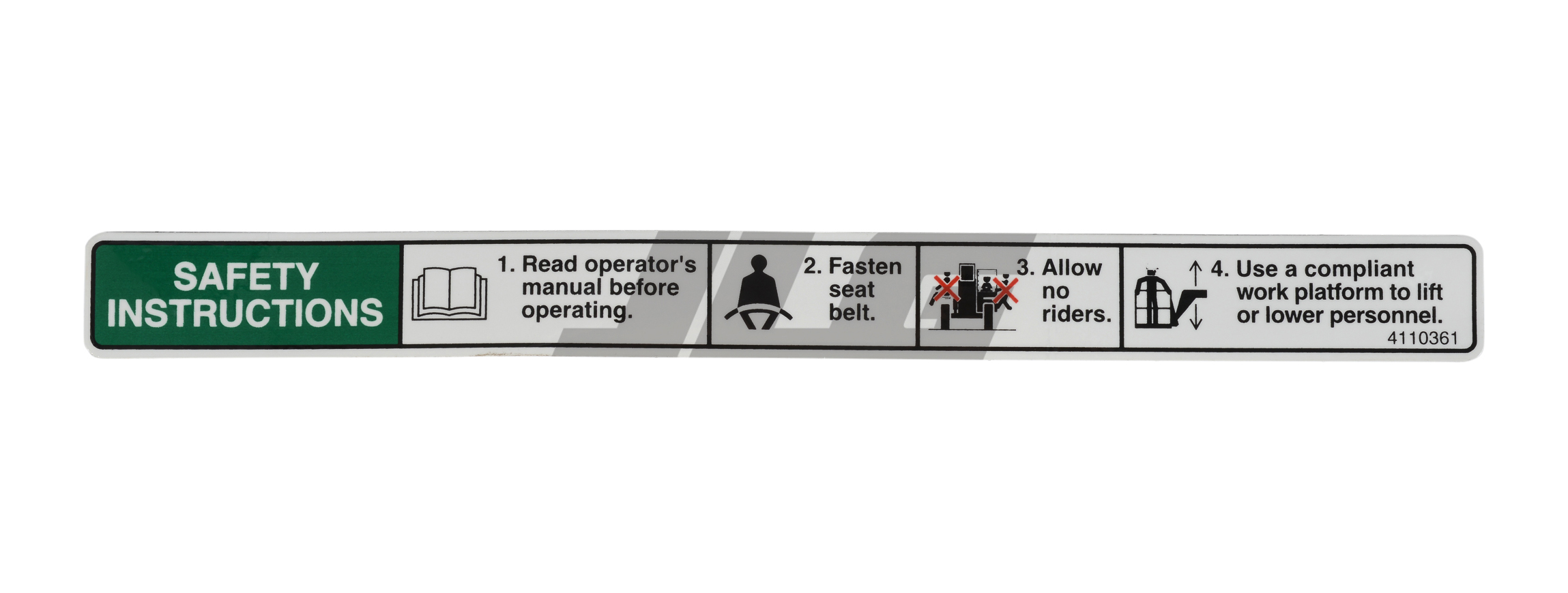 JLG Part # 4110361 | DECAL SAFETY INSTRUCTIONS, EA