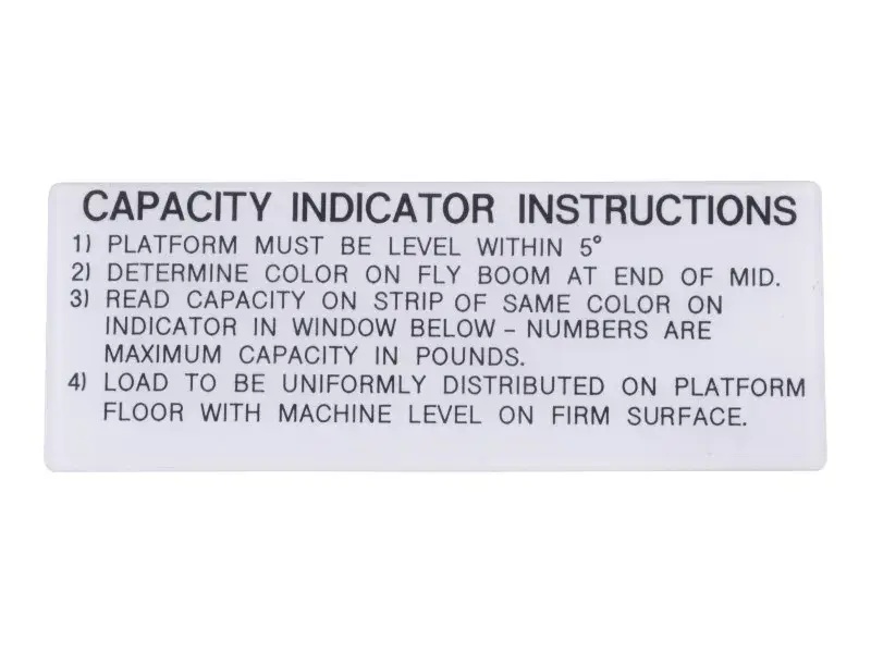 JLG Part # 7012662 | NAMEPLATE-CAP IND INSTRUCTIONS, EA