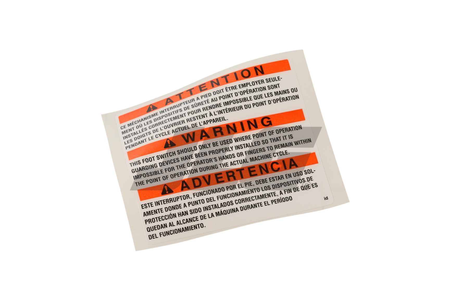 JLG Part # 7020247 | DECAL, FOOTSWITCH (RIGHT SIDE), EA