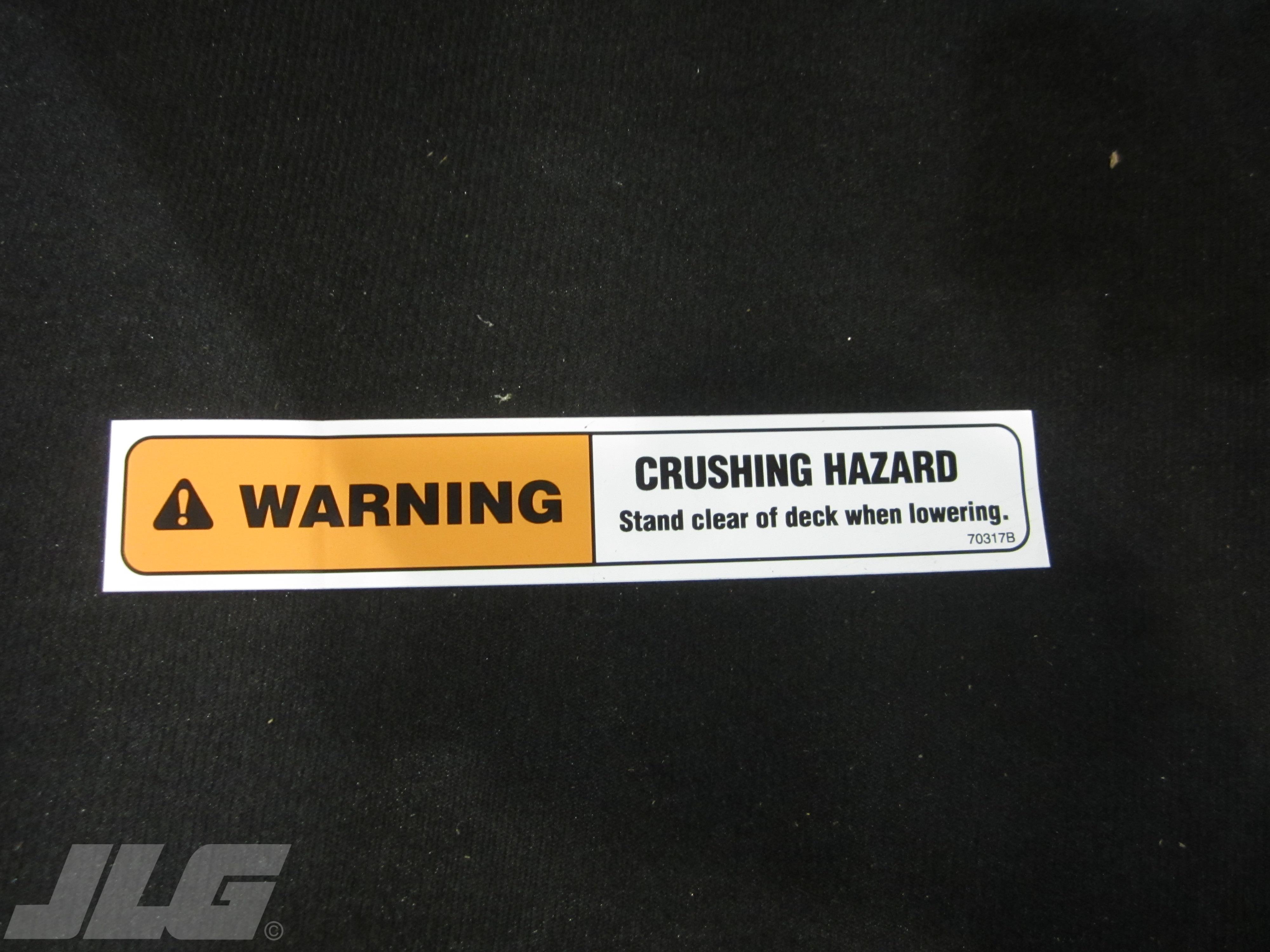 JLG Part # 70317 - DECAL, CRUSHING HAZARD WARNING, EA