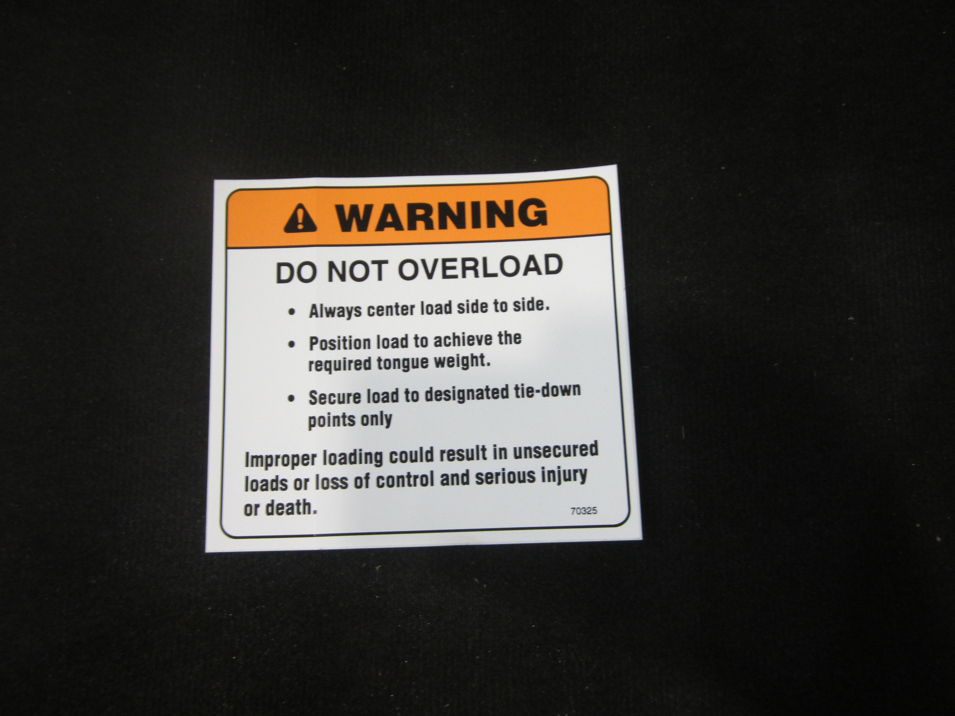 JLG Part # 70325 | DECAL-DO NOT OVERLOAD, EA