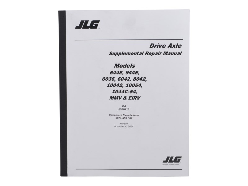 JLG Part # 8990419 | MANUAL REPAIR ZF REAR AXLE, EA