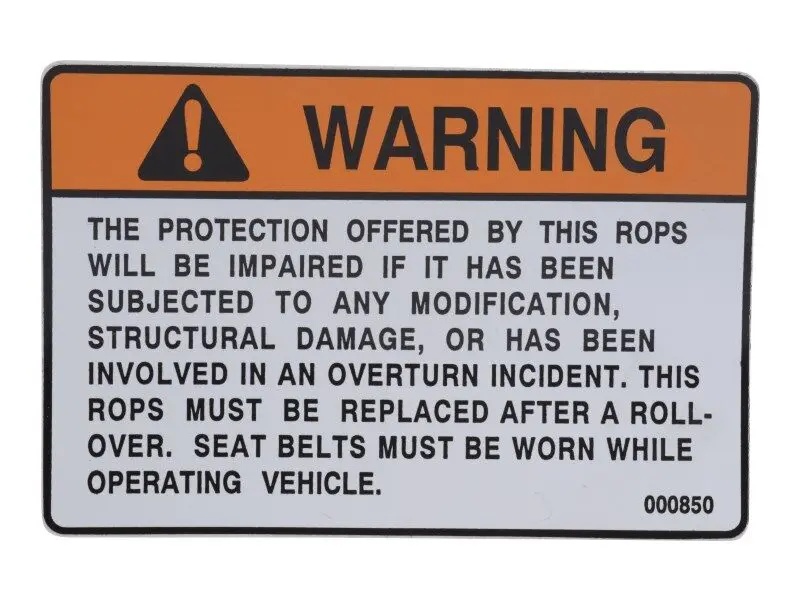 JLG Part # 91164094 | ROPS DECAL, EA