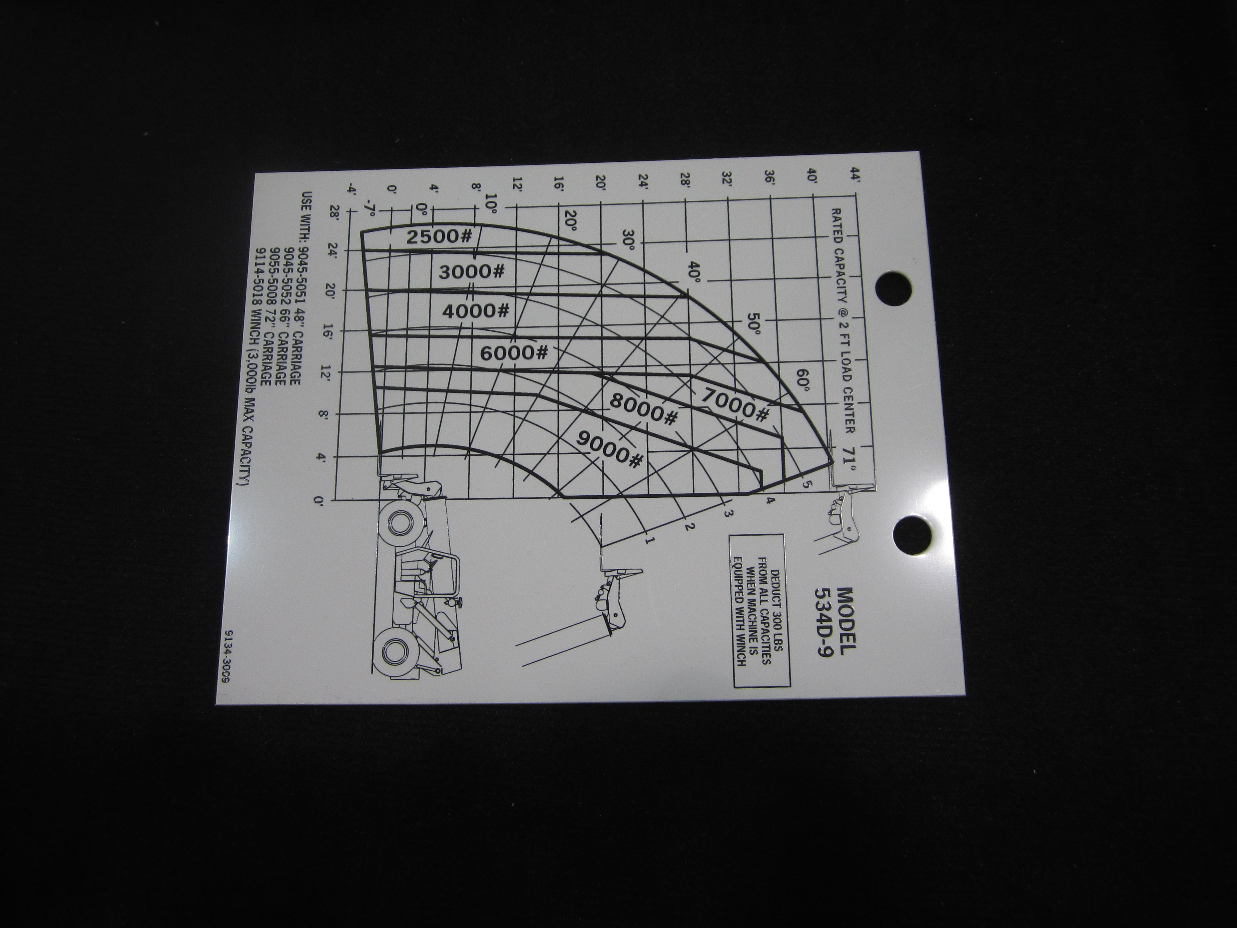 JLG Part # 91343009 | DECAL - CAPACITY CHART 534D-9, EA