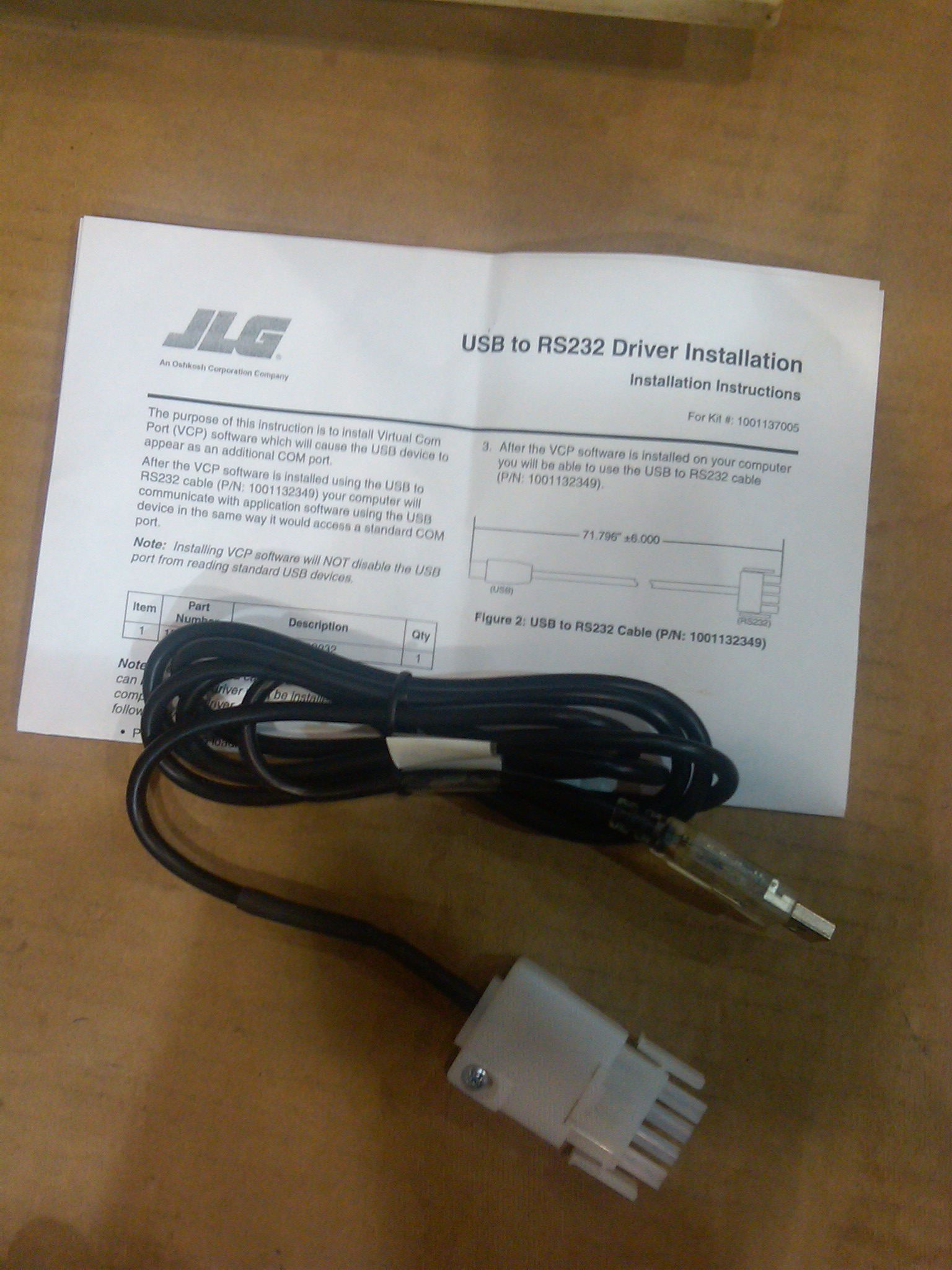 JLG Part # 1001137005 | KIT(SERVICE),SOFTWARE CABLE, EA