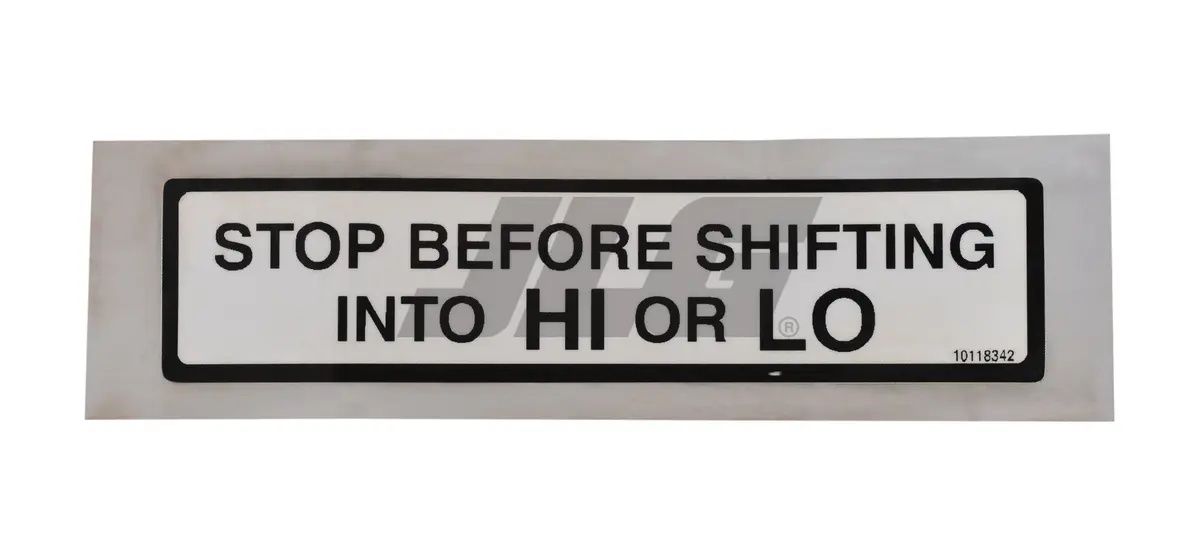 JLG Part # 10118342 | DECAL STOP FOR HI OR LO, EA