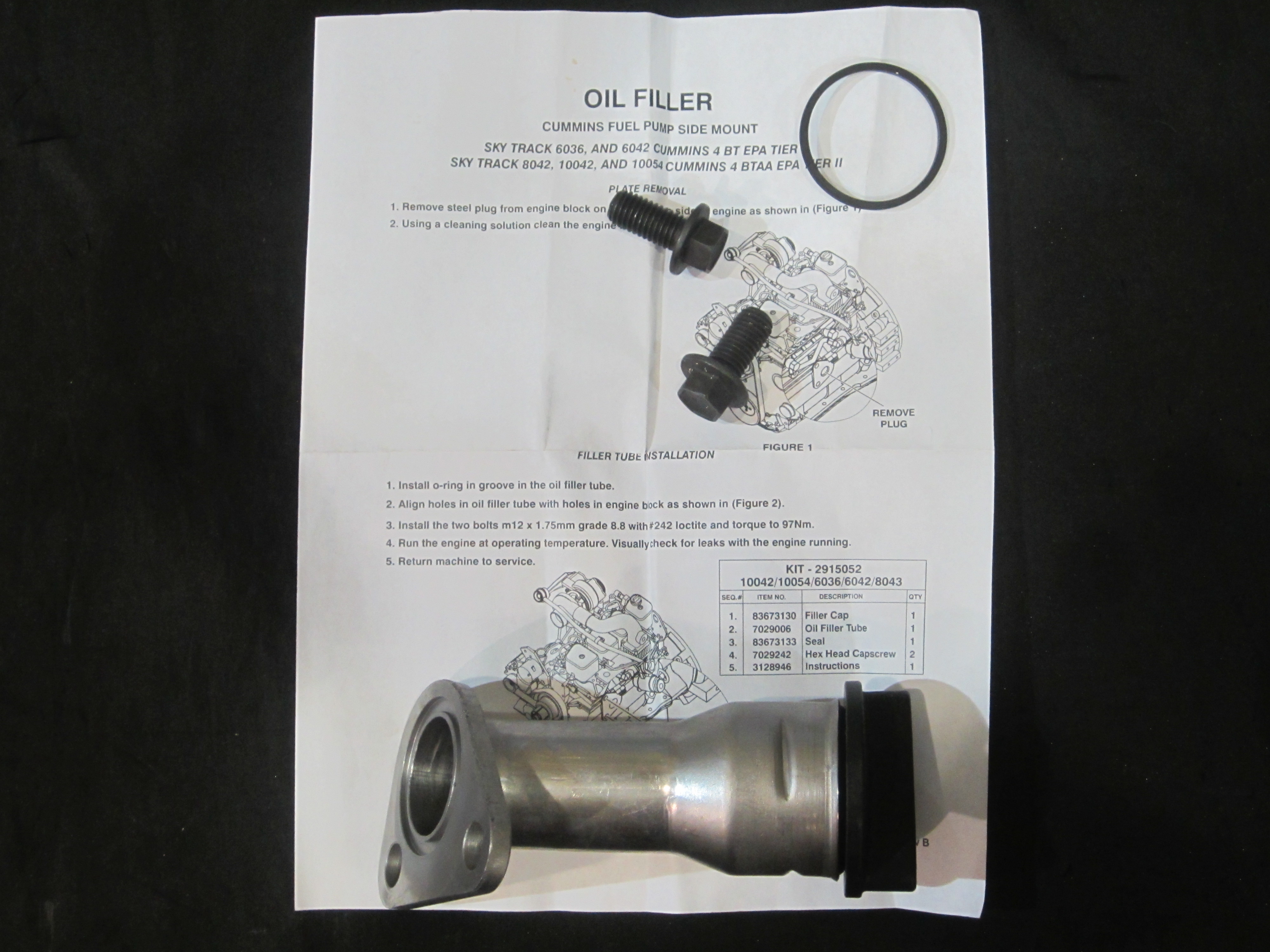 JLG Part # 2915052 | KIT, SIDE OIL FILL CUMMINS, EA