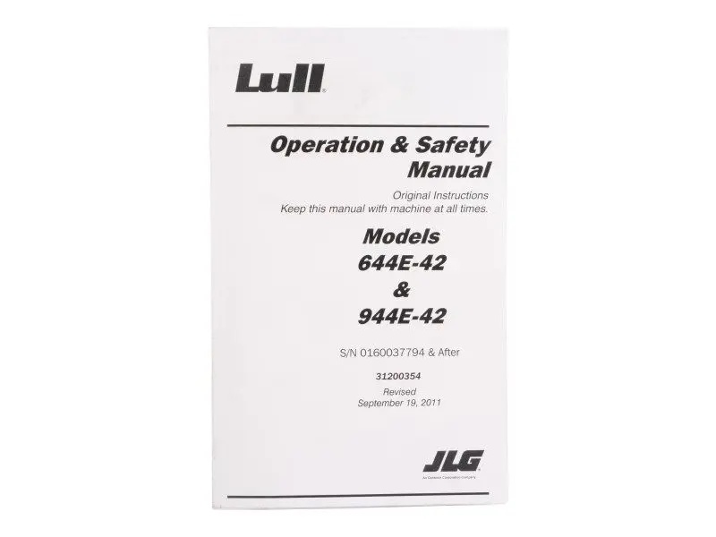 JLG Part # 31200354 | 644/944E-42 OP MAN 0160037794-, EA