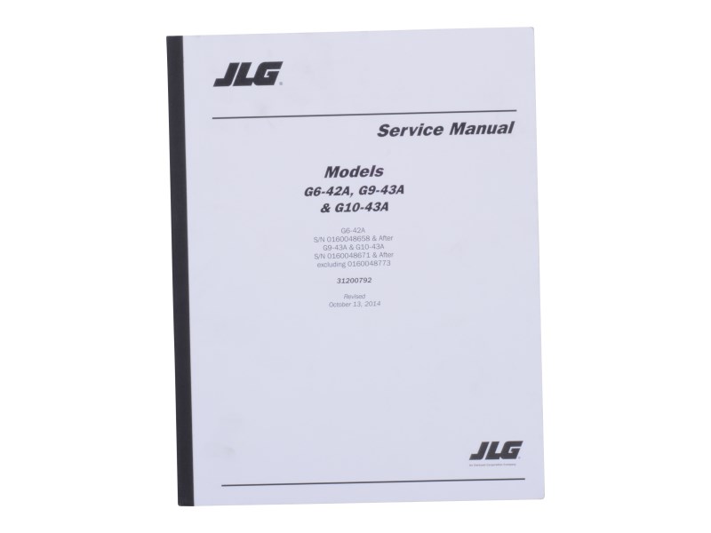 JLG Part # 31200792 | G6-42A, G9/10-43A SERV MNL, EA