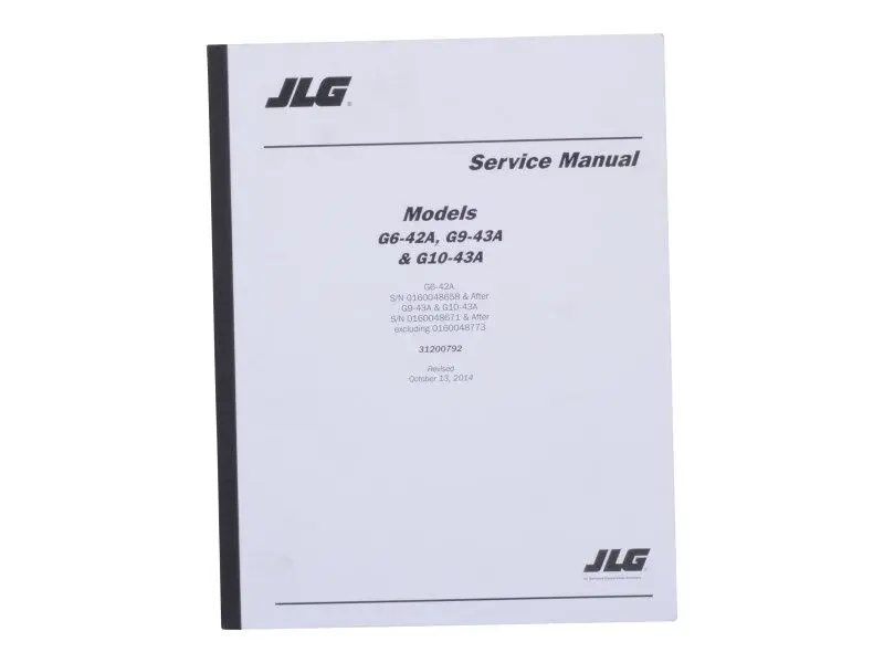 JLG Part # 31200792 | G6-42A, G9/10-43A SERV MNL, EA