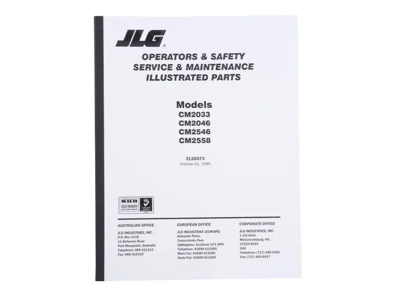JLG Part # 3120573 | MANUAL, OP/SVC/PARTS-CM'S, EA