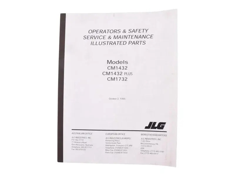 JLG Part # 3120579 | MANUAL, CM1432/1731 OP/SRV/PTS, EA