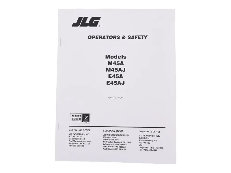 JLG Part # 3120764 | M45A/AJ E45A/AJ OPERATORS, EA