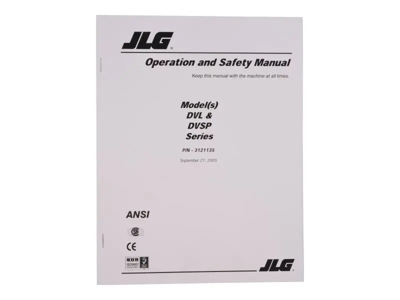 JLG Part # 3121135 | MANUAL, DVL/DVSP OPERATOR, EA