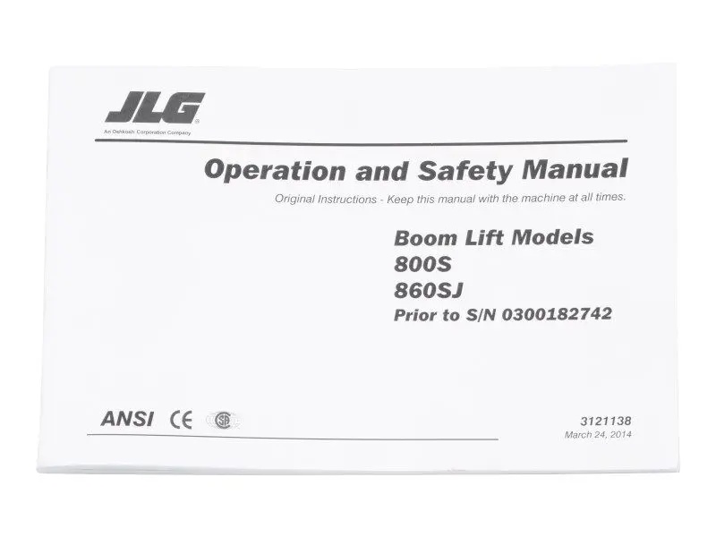 JLG Part # 3121138 | 800S GBL OPER PRIOR SN 182743, EA