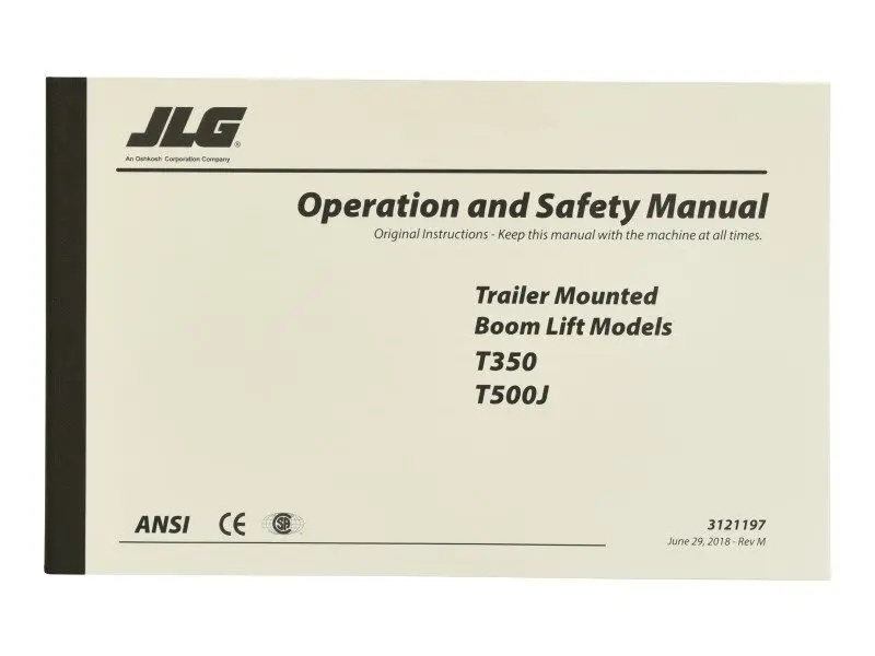 JLG Part # 3121197 | MANUAL, T350/500 OPER/SAFETY, EA