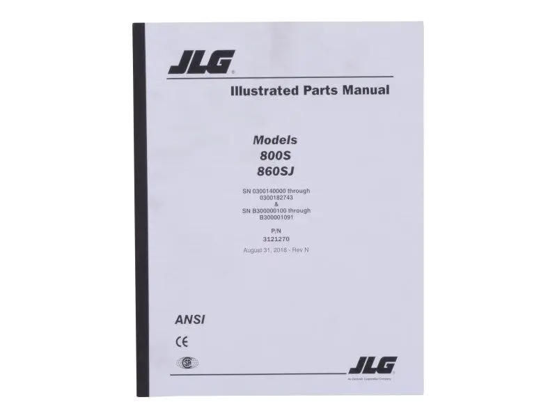 JLG Part # 3121270 | MNL, 800/860SJ GLOBAL PARTS, EA