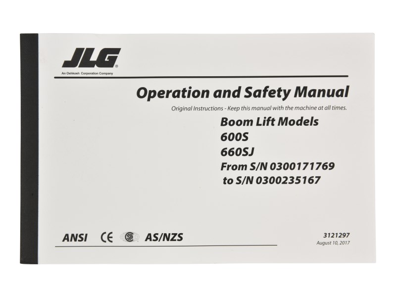 JLG Part # 3121297 | MNL, 600S GBL OPER, EA