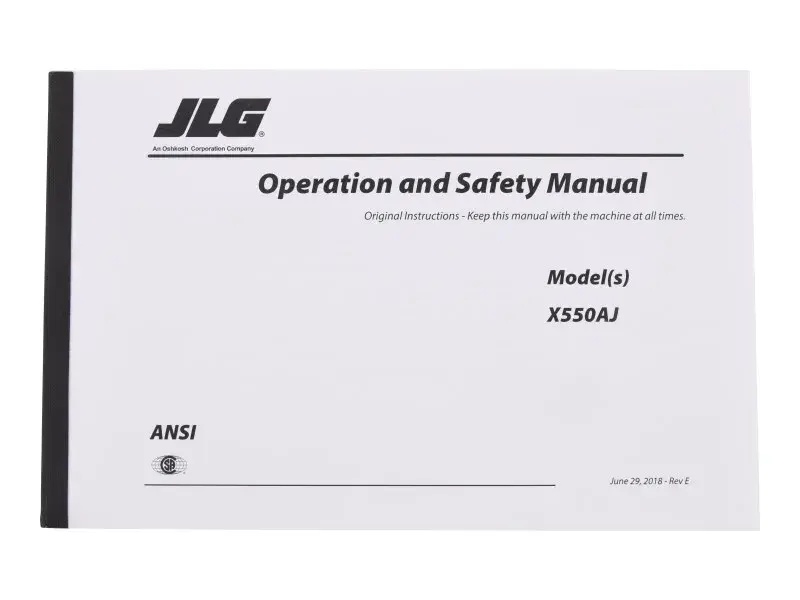 JLG Part # 3128791 | MNL, X550AJ OPERATOR/SAFETY, EA