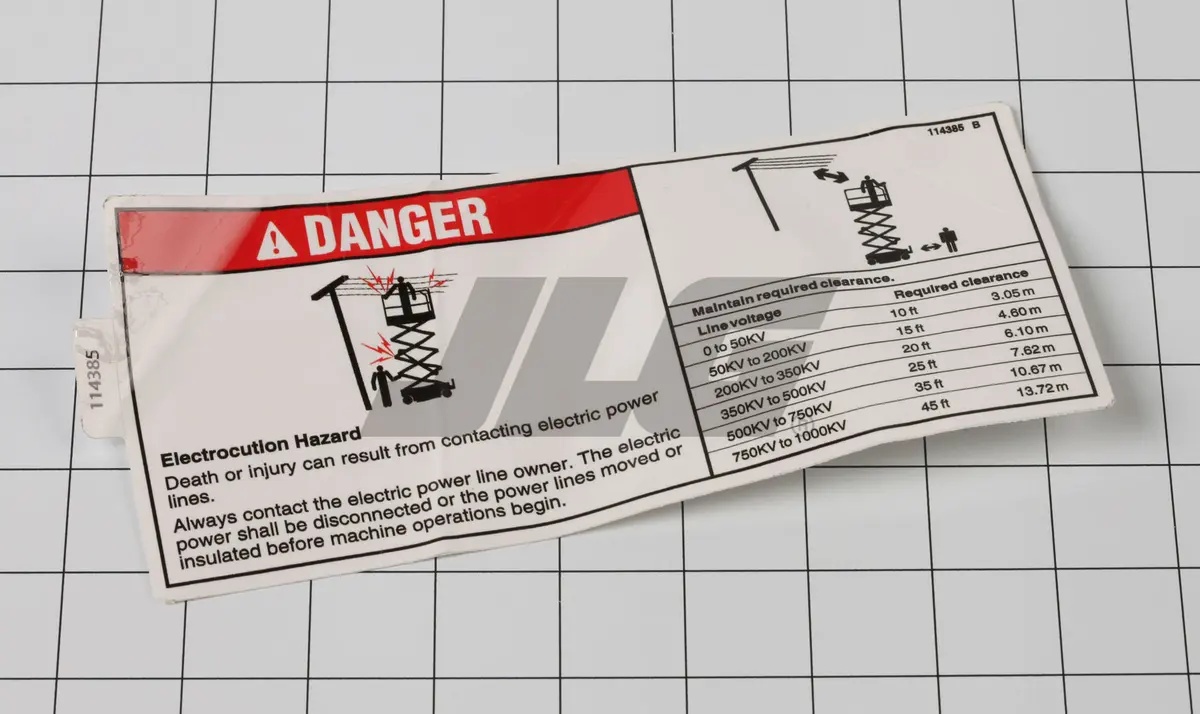 JLG Part # GN114385 | GN-DANGER ELEC HAZARD GS, EA