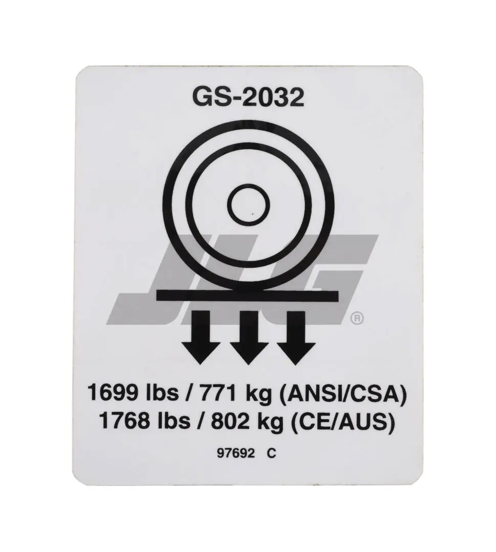 JLG Part # GN97692 | GN-WHEEL LOAD 2032, EA