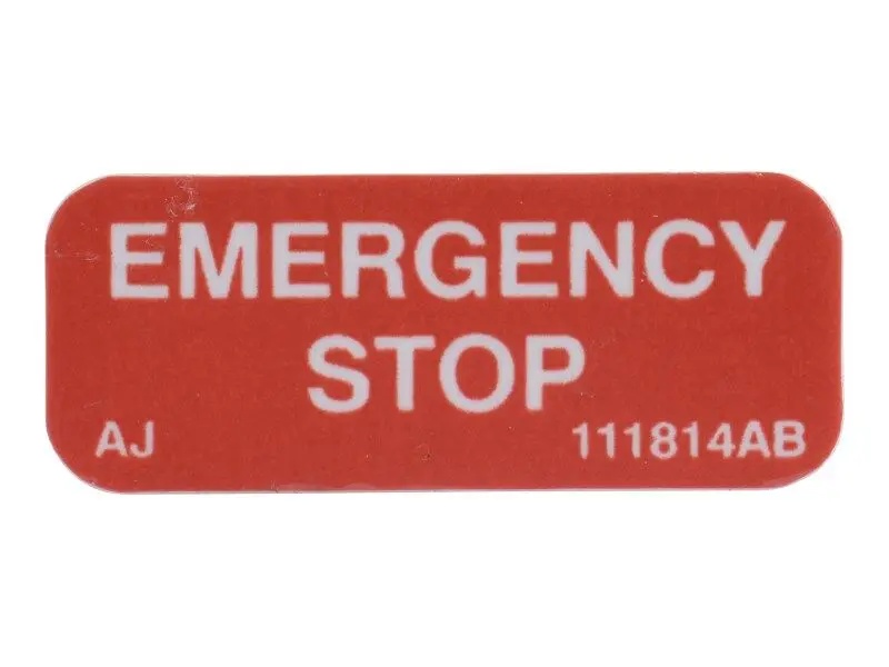 JLG Part # SJ111814 | SJ-DECAL, EMERGENCY STOP, EA