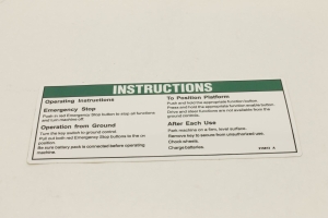 Genie Lift Part # 215813GT - DECAL,OPERATING INSTR GRJ ANSI, EA