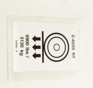 Genie Lift Part # 218561GT - DECAL,WHEEL LOAD,Z45/25 RT, EA