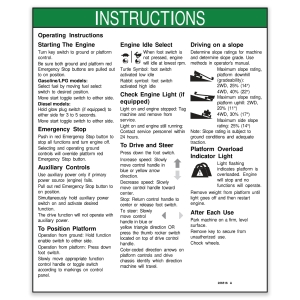Genie Lift Part # 226516GT - DECAL,INST,OPER INST,Z60,AUS, EA