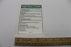 Genie Lift Part # 237132GT - DECAL,GRND OPS INSTRUCT,GS69DC, EA
